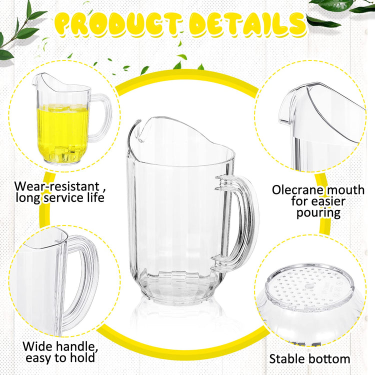 Tessco 10 Pcs Plastic Pitchers 60 Oz Clear Water Beer Jug Large (10 Count)