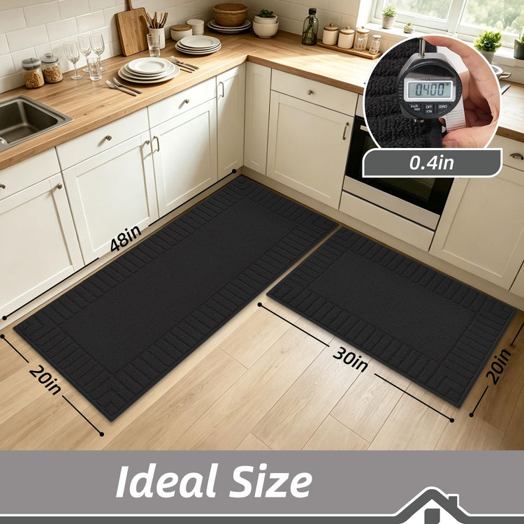 Kitchen Rugs Non Slip Washable 2PCS (10.83 Sq Ft)