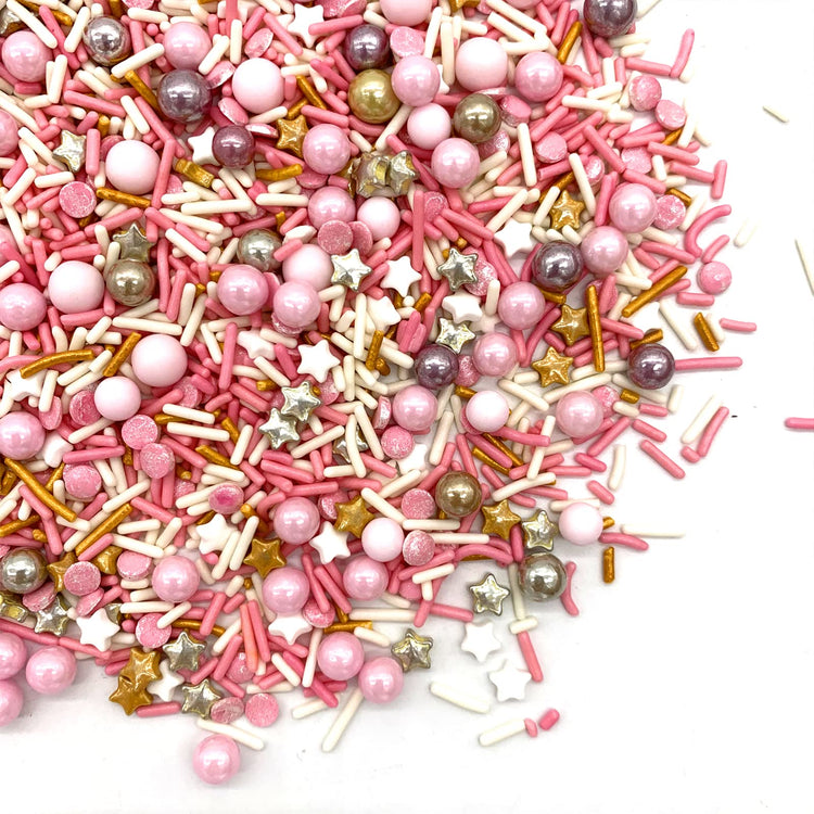 Rose and Gold Sprinkles Sugar Sprinkle Mix Pink Sprinkles Cake Decorations Cupcake Toppers Cookie Decorating Ice Cream Celebrations Shaker Jar Wedding Shower Party（120g (4.2 Ounce)