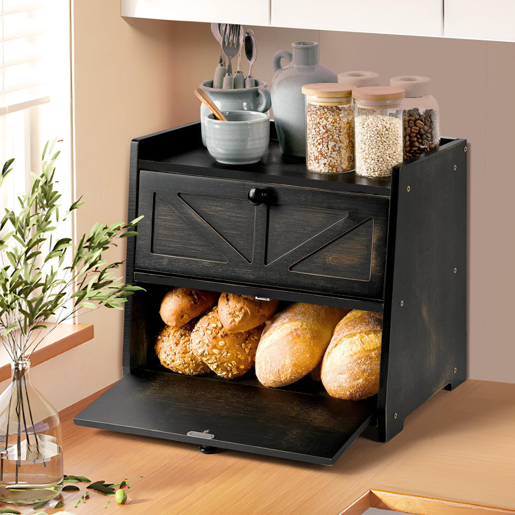 Bamboo Corner Bread Box for Kitchen Countertop 2