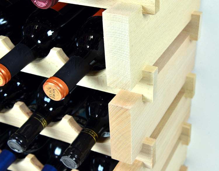 sfDisplay.com,LLC. Modular Wine Rack Beechwood 24-72 Bottle Capacity 6 Bottles Across up to 12 Rows Newest Improved Model (36 Bottles - 6 Rows)