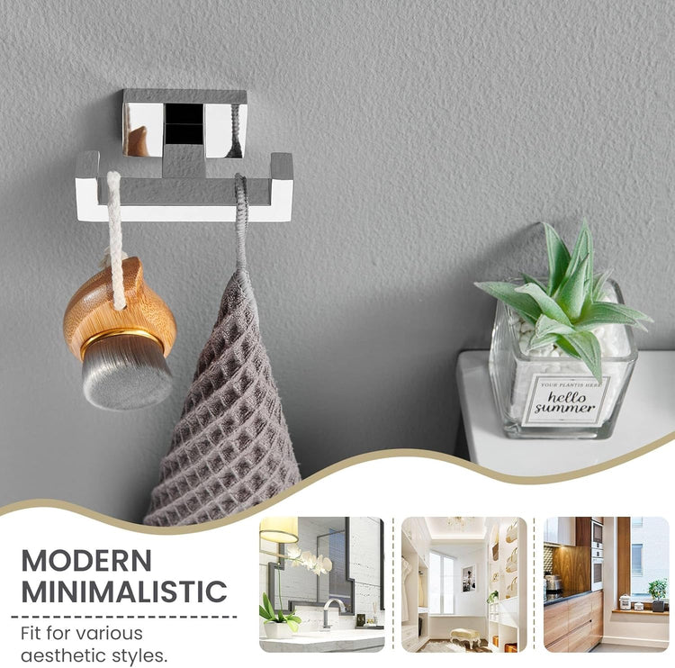 Suyar Double Towel Hook, SUS304 Stainless Steel Bathroom Hand Towel Holder, Bath Coat Robe Hanger Polished Chrome, Wall Mounted