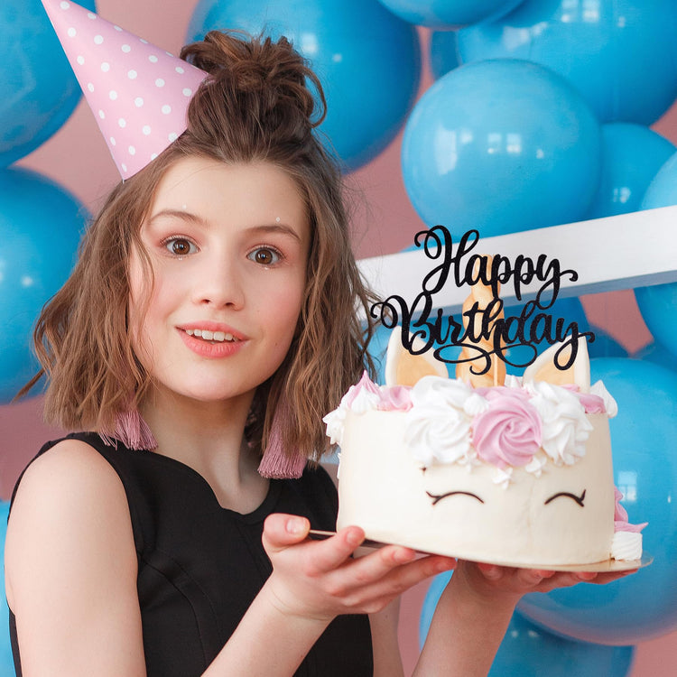 Happy Birthday Cake Toppers 9 Inch Glitter Happy Birthday Cake Pick for Birthday Anniversary Theme Party Cake Decorations Supplies