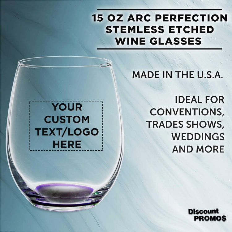 Custom Stemless Wine Glasses in Bulk by ARC Perfection (100 Count)