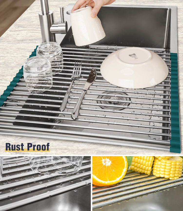 Roll Up Dish Drying Rack Over Sink