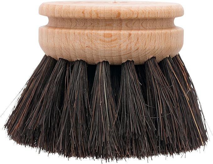 Redecker Silicone Dish Brush Bundle, Includes Interchangeable Natural Horsehair and Tampico Fiber Brush Heads, Sustainable Silicone and Stainless Steel Handle with Hanging Loop, Sand