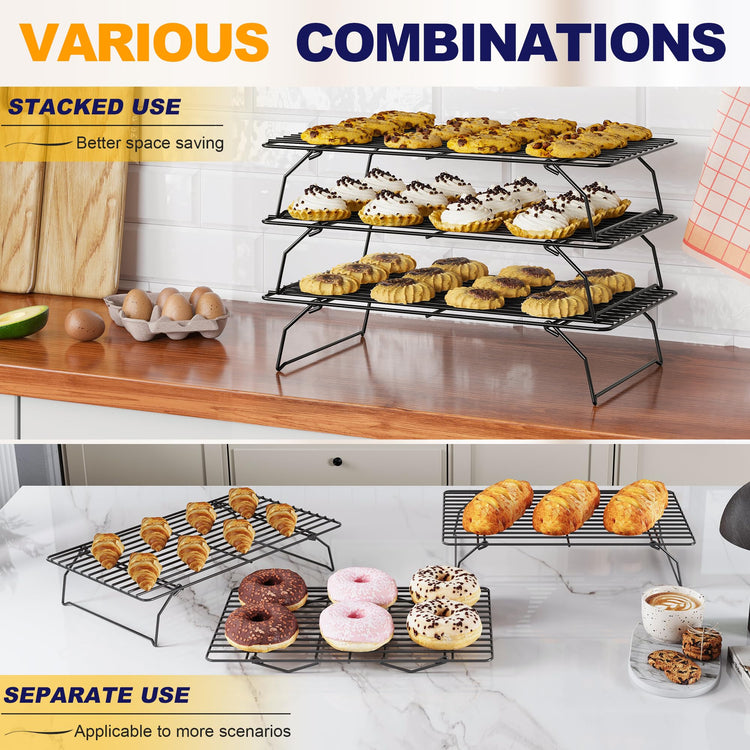 3 Tier Stackable Cooling Rack for Batch Cooling Cookie