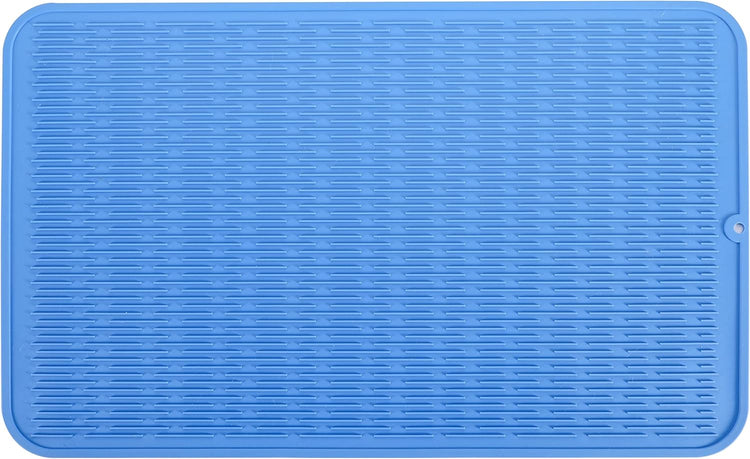 Silicone Dish Drying Mat for Multiple Usage,Easy clean,Eco-friendly,Heat-resistant Silicone Mat for Kitchen Counter or Sink,Refrigerator or Drawer Liner Lichen BlueL 3XL 28 inches x 18 inches