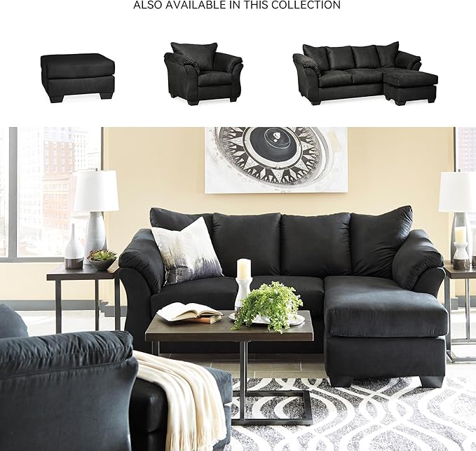 Signature Design by Ashley Darcy Casual Plush Square Accent Ottoman, Black