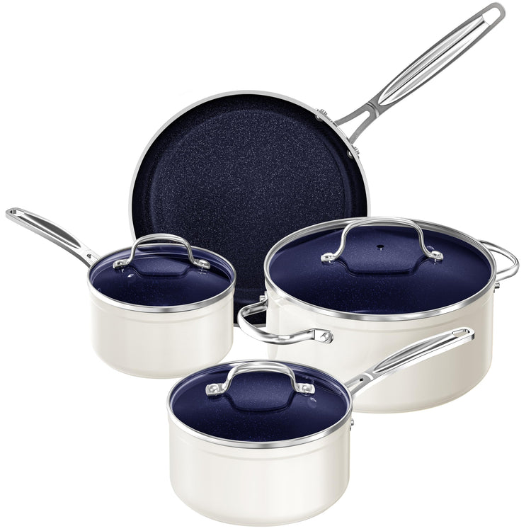 7pc Cookware Set Healthy Duralon Blue Ceramic Nonstick Coated