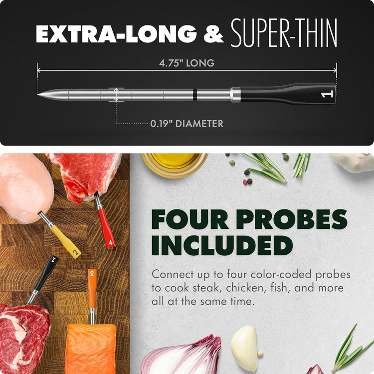 CHEF iQ Sense [2025 Model] | Smart Wireless Meat Thermometer | 4 Ultra-Thin Probes | WiFi Unlimited Range | 1000°F Heat Safe | 5 Sensors | BBQ, Grill, Oven, Smoker, Air Fryer | Gen3