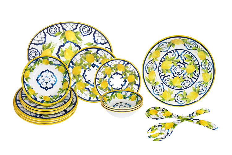 16 Piece Luxury Melamine Dinnerware Set