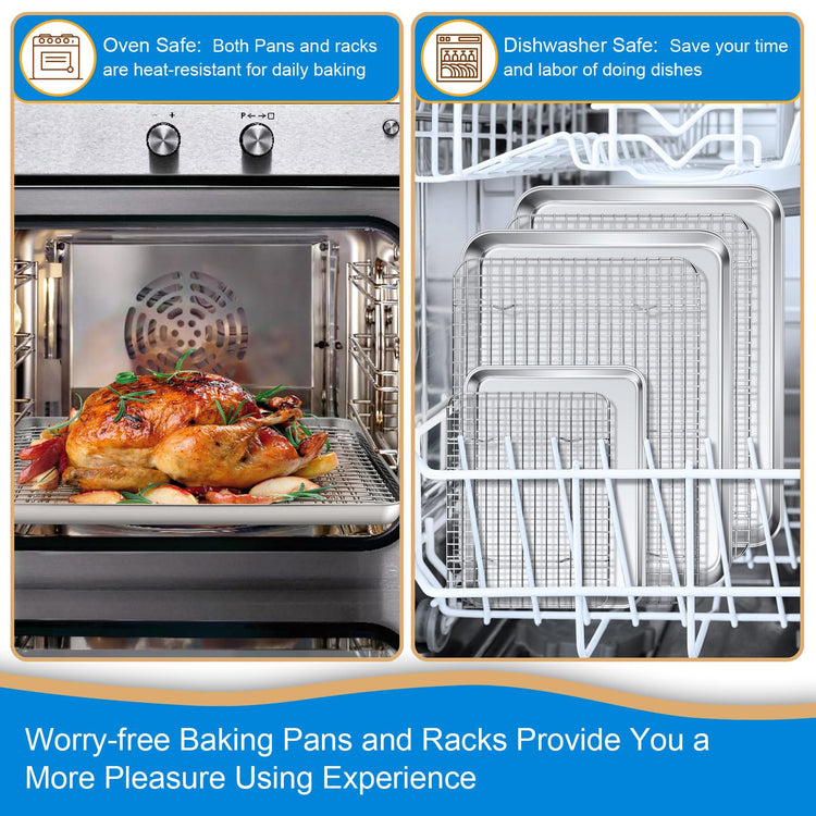 17.5 + 16 + 10.4 Inch Baking Sheet Pan and Cooking Rack