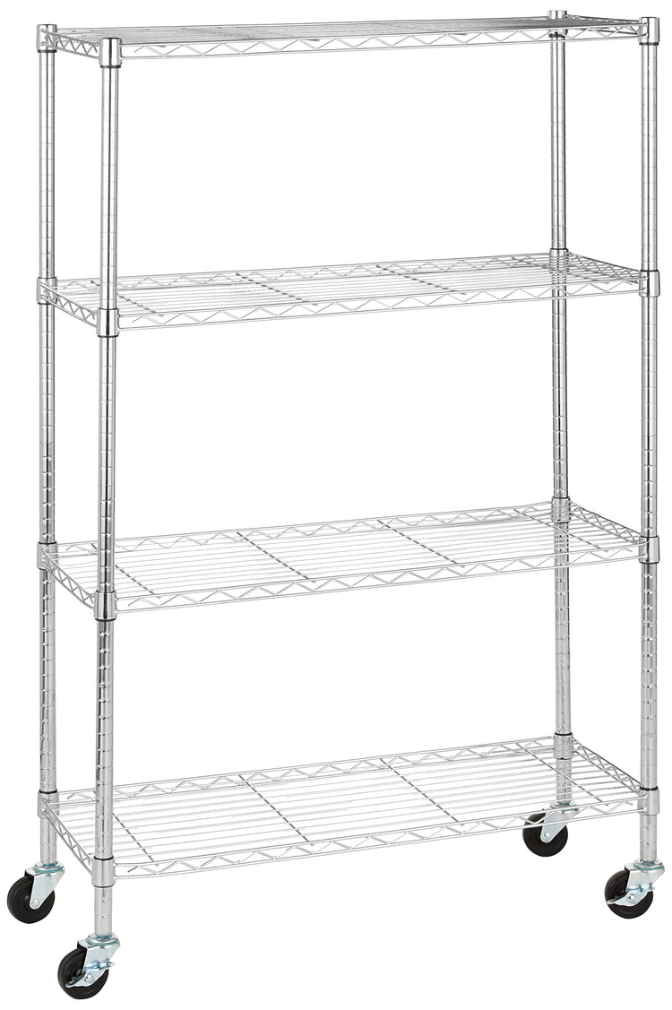 4 Shelf Adjustable Heavy Duty Storage Shelving Unit with Wheels