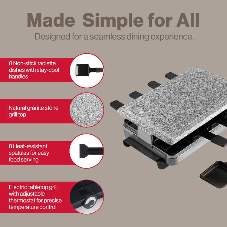 Stelvio Raclette Party Grill with Granite Stone Non