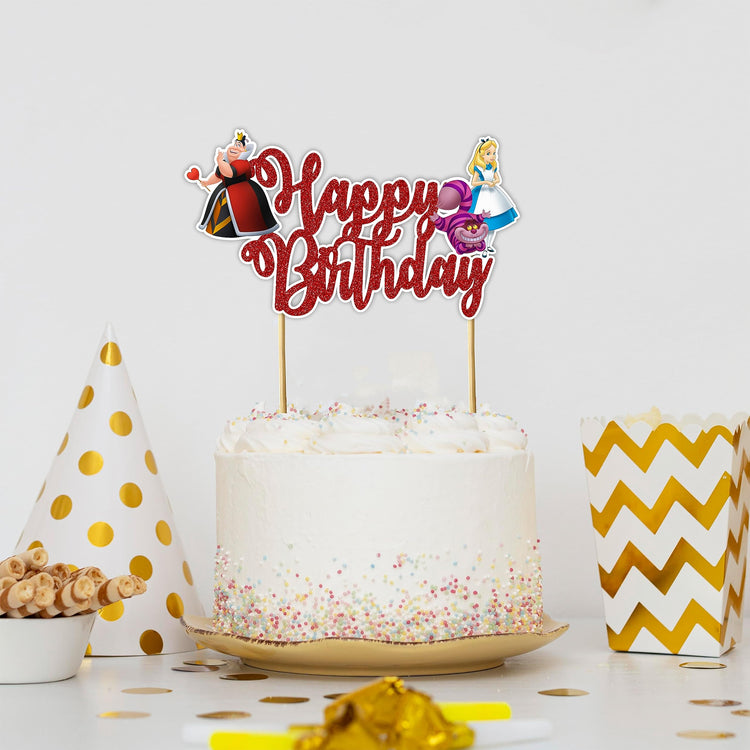 Alice in Wondrland Happy Birthday Cake Topper