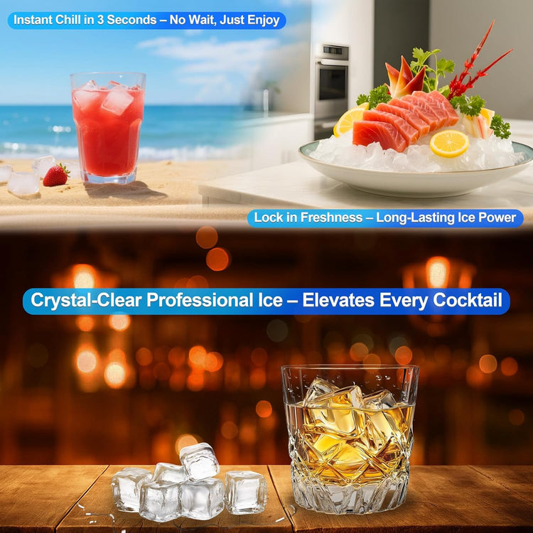 Nugget Ice Makers Countertop Soft Chewable Pellet Ice Machine with Auto-Cleaning Function, Ice/Water/Ice-Water Mix Mode, 62Lbs/24H Portable Countertop Ice Makers for Home Party RV Camping