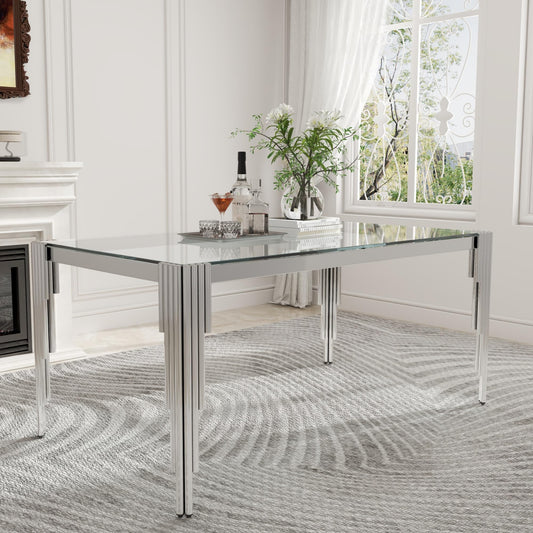 63'' Modern Glass Dining Table for 4