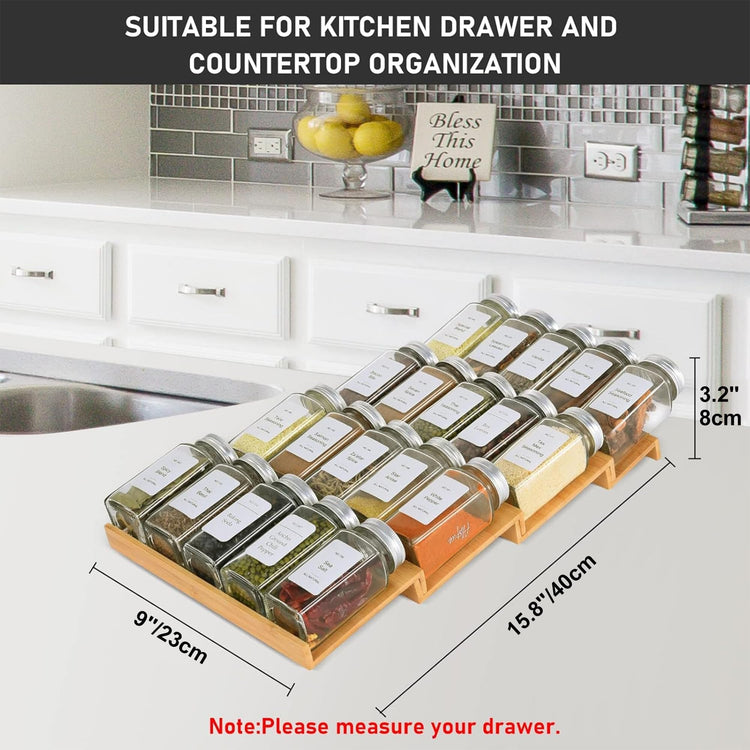 Spice Drawer Organizer with 20 Spice Jars