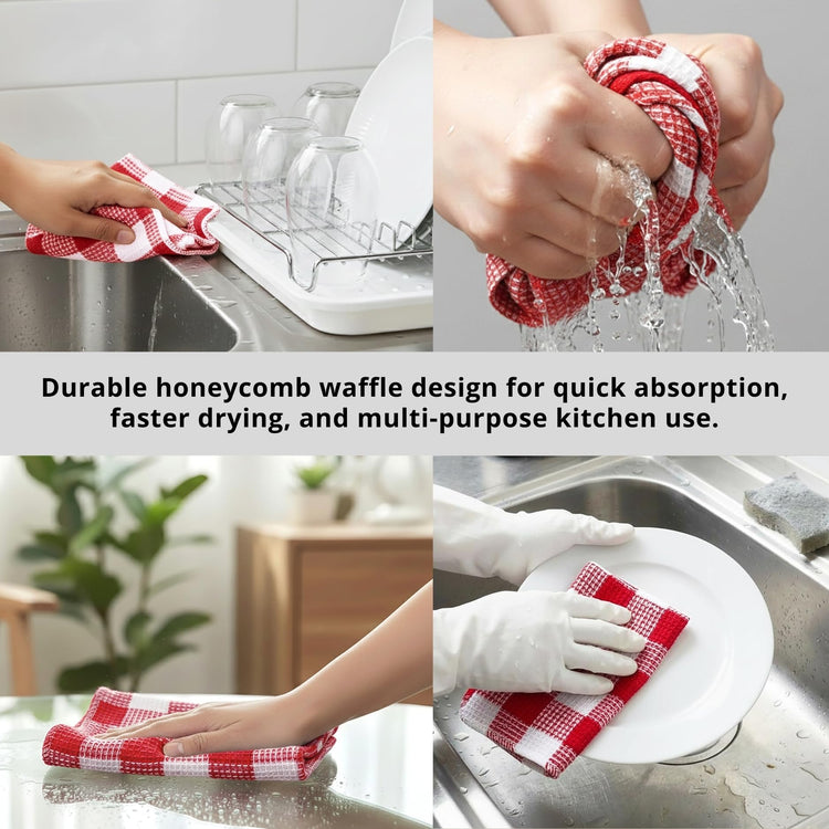 Waffle Weave Plaid Dish Cloths