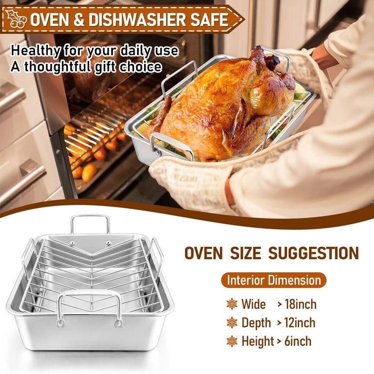 Roasting Pan with Rack for Turkey Chicken