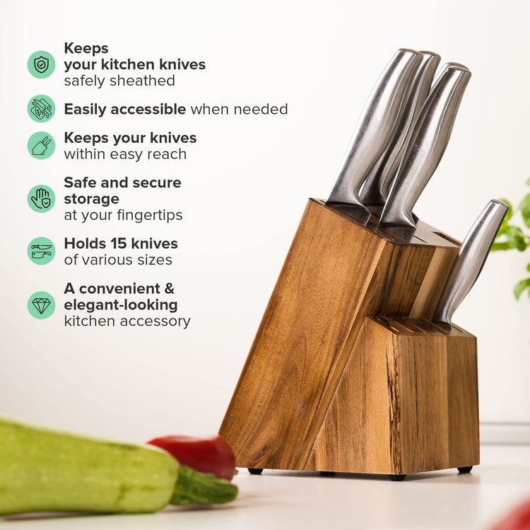 Acacia Wood Kitchen Knife Block
