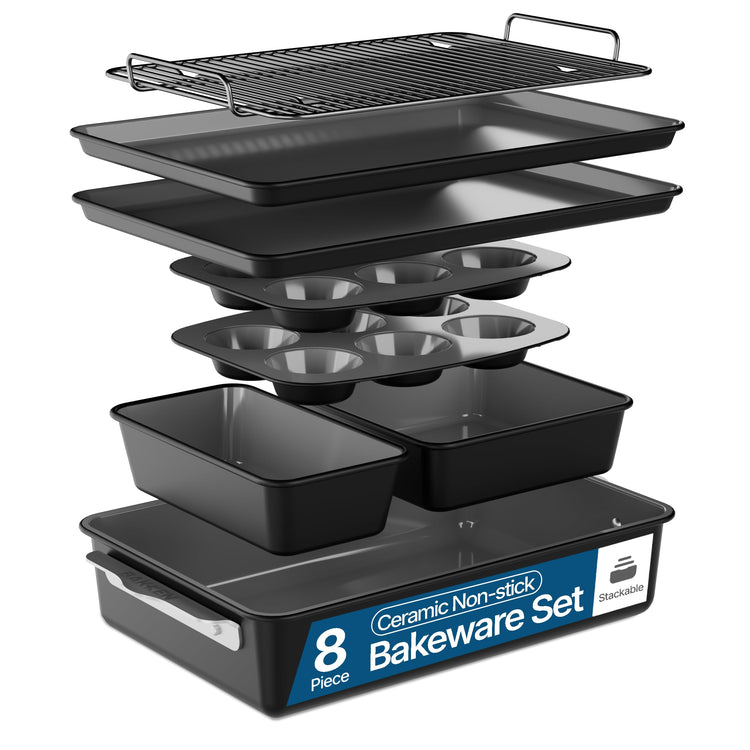 Bakken 8 Piece Ceramic Coated Bakeware Sets (8 Count)