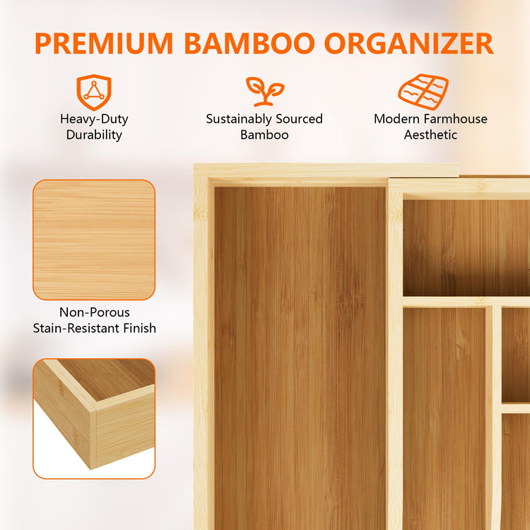 Expandable Bamboo Drawer Organizer Cutlery 7