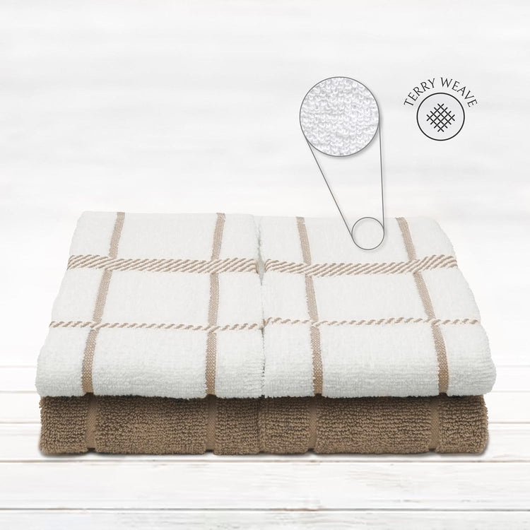 100% Cotton Terry Dish Towels, 4 pack16 x26 Inches, Super Soft and Absorbent Kitchen Towels, Perfect for Kitchen Cleaning and Dish Washing | Tan - Nestoria