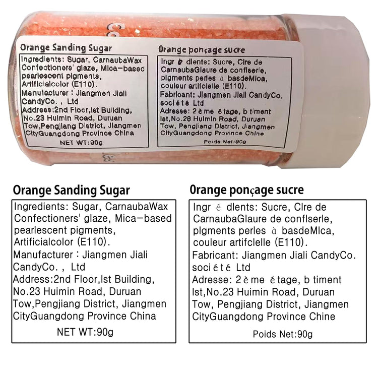 Orange Sanding Sugar for Baking Edible Sparkling Sugar Sprinkles Coarse Sugar Crystals for Baking Topping Cake Cookie Cupcake Topper Ice Cream Decoration Supplies 3.2 OZ