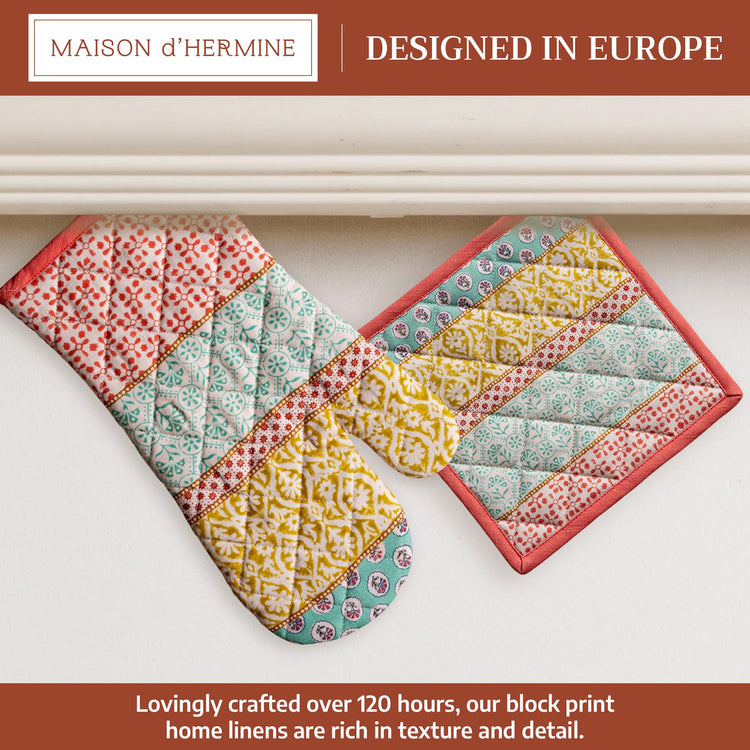 100% Cotton Oven Mitt & Pot Holder Set