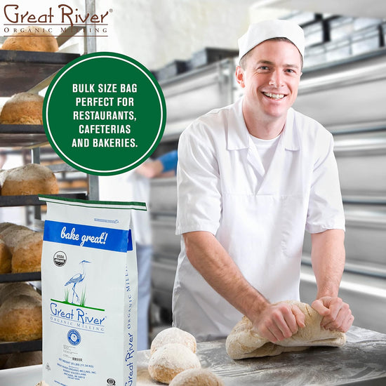 Great River Organic Milling Lily White Organic All-Purpose Flour | Unbleached & Unbromated | Non-GMO, Kosher | Ideal for Bread, Cookies, Cakes, Pizza Dough & Everyday Baking | 25 Lb - Nestoria