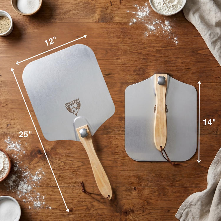 Aluminum Pizza Peel 12" x 14" with Foldable Wooden Handle