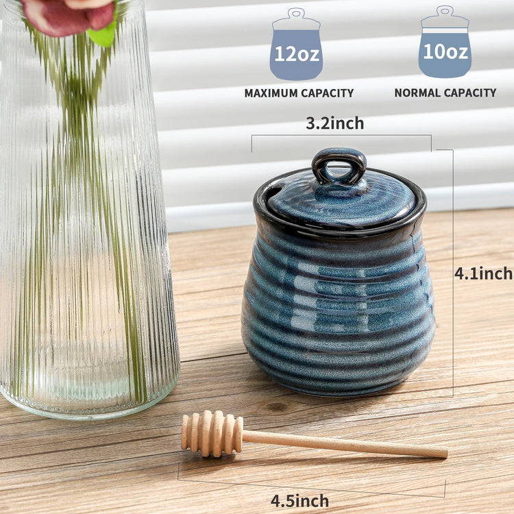 Ceramic 12 Ounce Honey Jar and Dipper Set