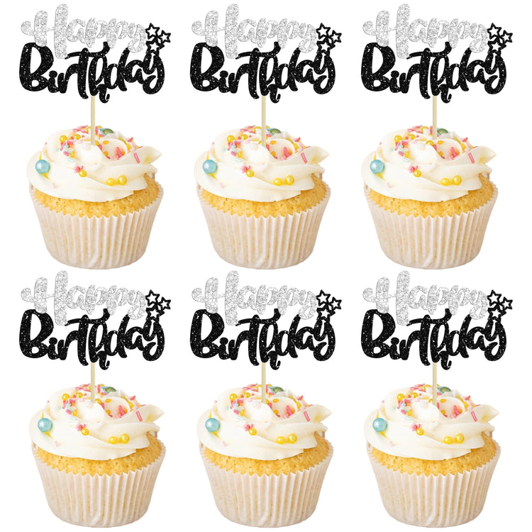 24Pcs Happy Birthday Cupcake Toppers (24 Count)