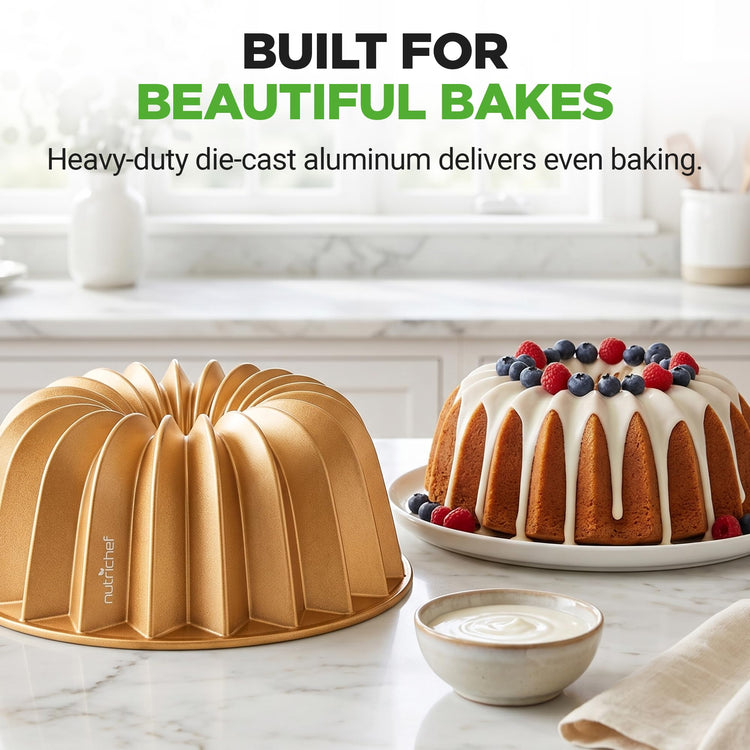 Cake Pan 10 Cups Die Cast Fluted Aluminum Cake Mold