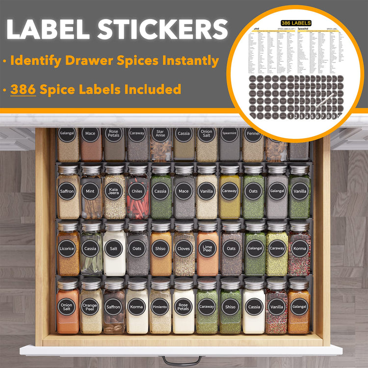 Spice Drawer Organizer with 44 Spice Jars