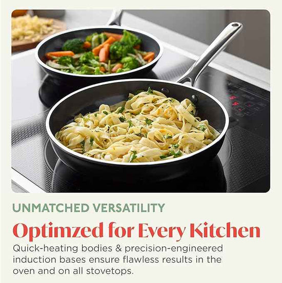 Orfeo 10 Piece Nonstick Cookware Set, Made in Italy, Diamond Ceramic PFAS-Free Pots & Pans, Induction Ready, Scratch Resistant, Laser-Fused Surface for Durability, Dishwasher Safe, Black