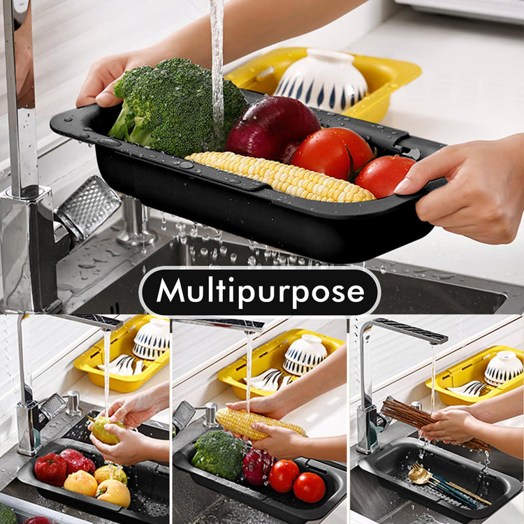 Collapsible Sink Colanders and Strainers Basket Extendable Plastic Fruit Vegetable Strainer Drainer Basket for Kitchen