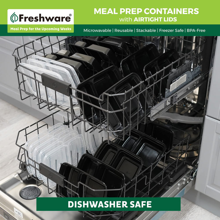 Meal Prep Containers [50 Pack] 2 Compartment with Lids (50 Count)