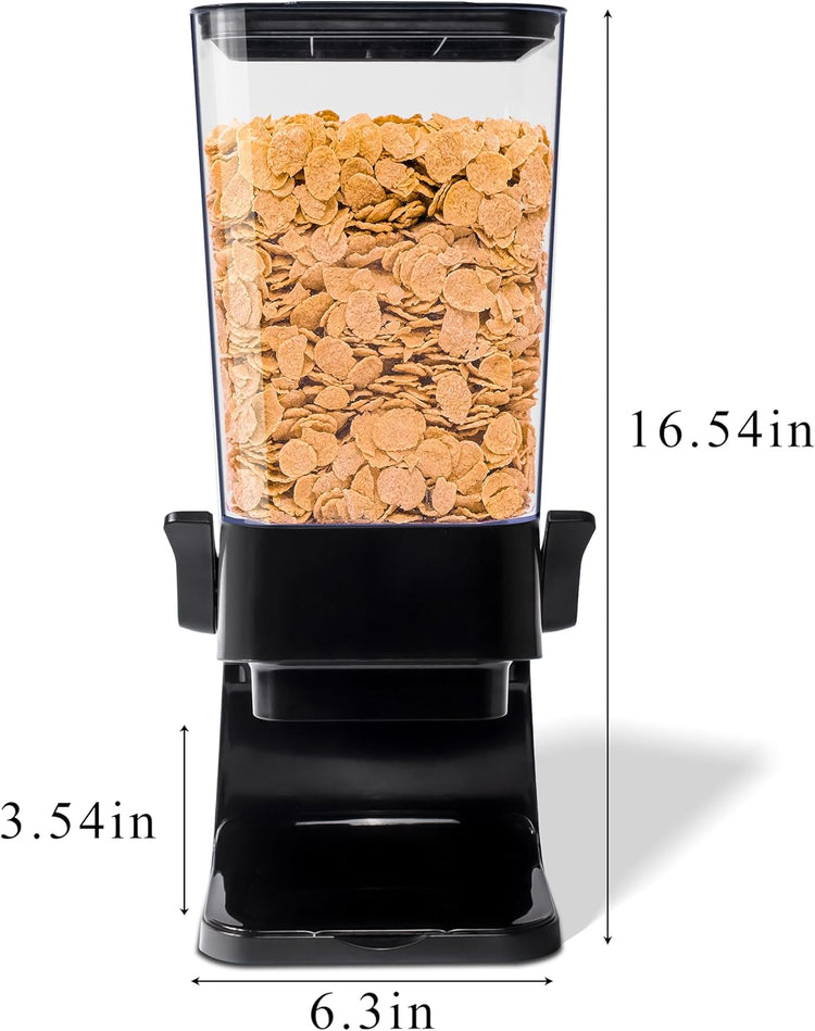 Cereal Dispenser Countertop, 5L Kitchen Organization Cereal Containers Storage, Desktop Candy Dispenser Plastic Cereal Dispenser, Snack Containers Can Hold Granola, Dry Food, Grain (Black, 1Pc)