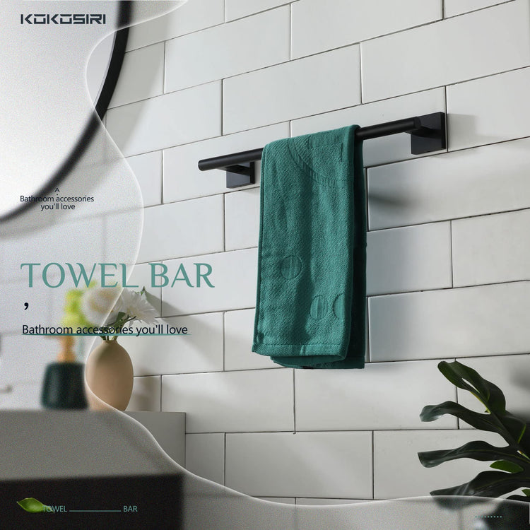 Bathroom Towel Bars 16 Inch Towel Rail Matte Black 40CM Hand Towel Holder for Bath Kitchen Wall Stainless Steel B4005BK