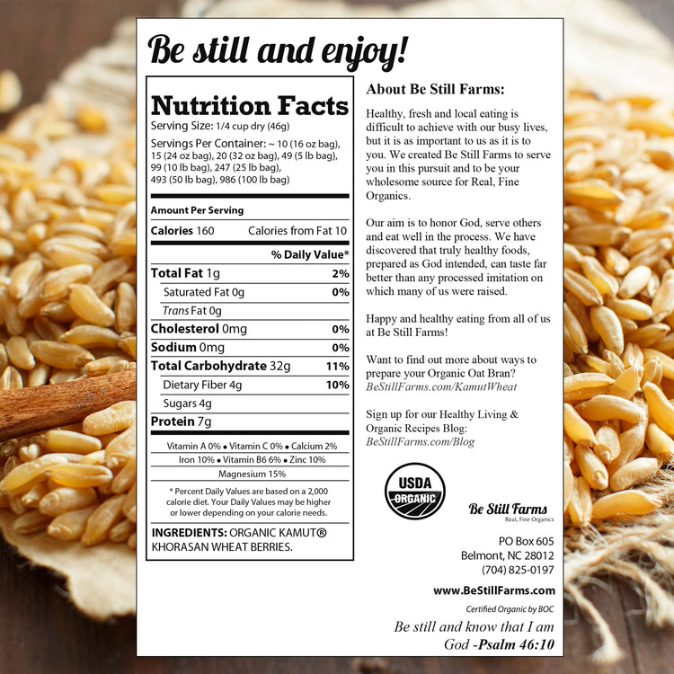 Organic Kamut Wheat Berries Khorasan 4.8lb (76.8 Ounce)