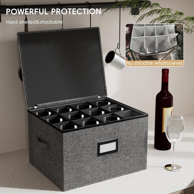 Wine Glass Storage Box with Dividers