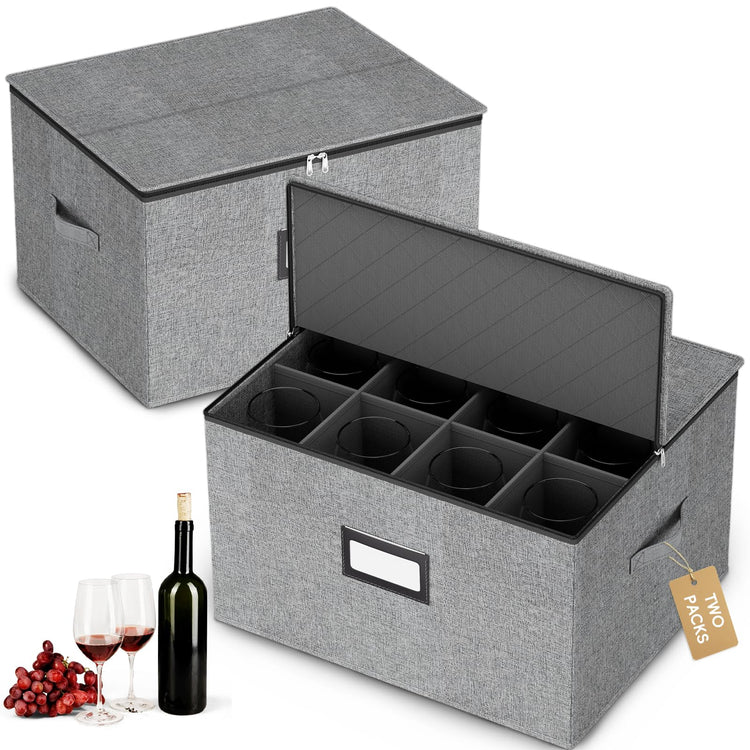 Wine Glass Storage Box with Dividers
