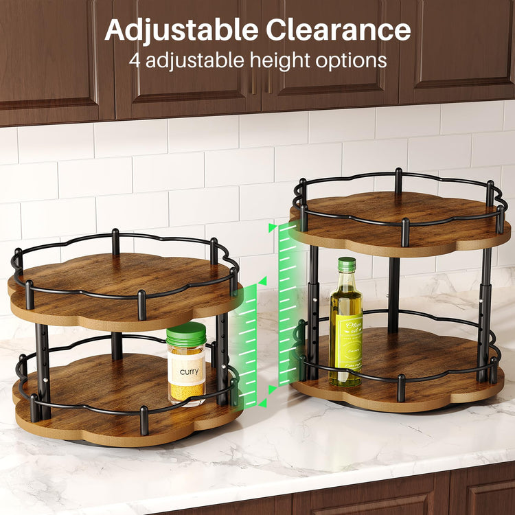 2 Tier Lazy Susan Spice Rack Organizer for Cabinet