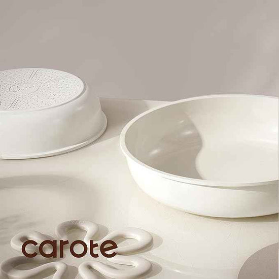 CAROTE 18Pcs Ceramic Cookware Set with Detachable Handle, Pots and Pans Set Non Stick, Non Toxic Kitchen Cooking Sets with Stand-Up Lid, PFAS and PFOA Free, Oven Safe, Induction Ready, Cream White