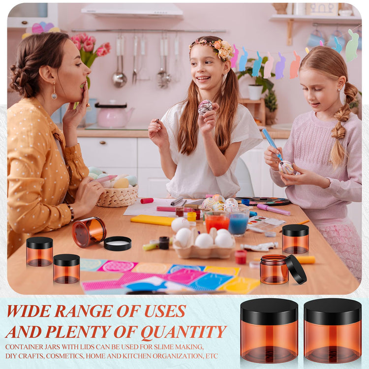 6 Pack 4 oz Plastic Jars Containers with Lids Wide (6 Count)