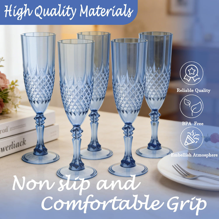 12 Pack Plastic Champagne Flutes (24 Count)