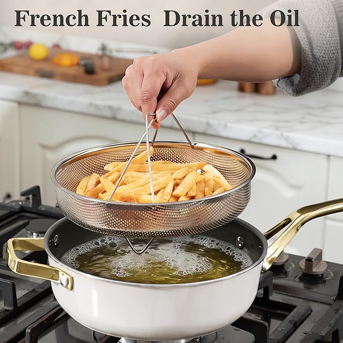 10-Inch Ceramic Non-Stick Cookware Set, 8-in-1 Multifunctional Cookware, Interior & Exterior Ceramic Coating, PFAS/PTFE/PFOA-Free, Compatible with All Stovetops， Oven-Safe up to 450°F